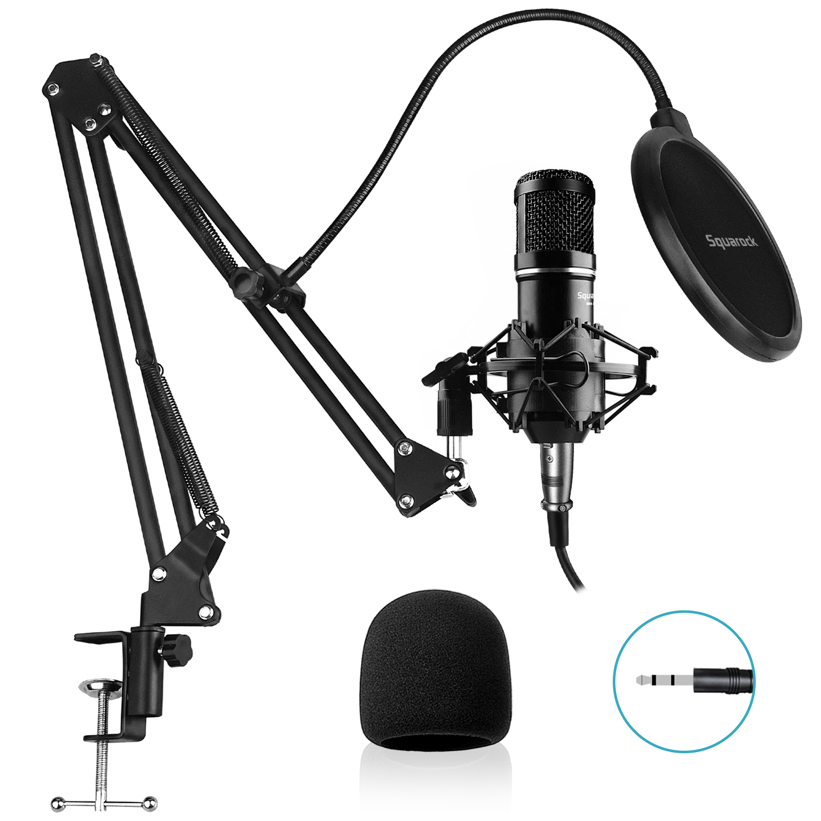 Condenser Microphone Broadcast Microphone 3.5mm Audio to XLR Cable Microphone