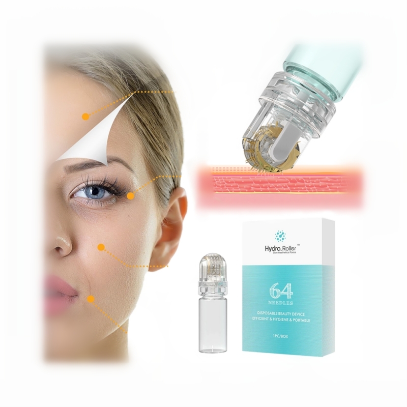 mini hydra roller 64 pins titanium Microneedle Oil Delivery injector Lip Plumper microneedling skin care tool Serum Applicator