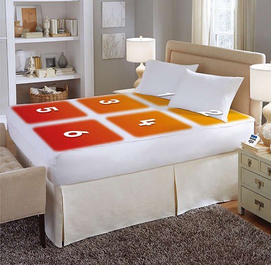 Custom Size Double Use Electric Heated Under Blanket 6 Independent Warming Zone 110V Heated Mattress Pad