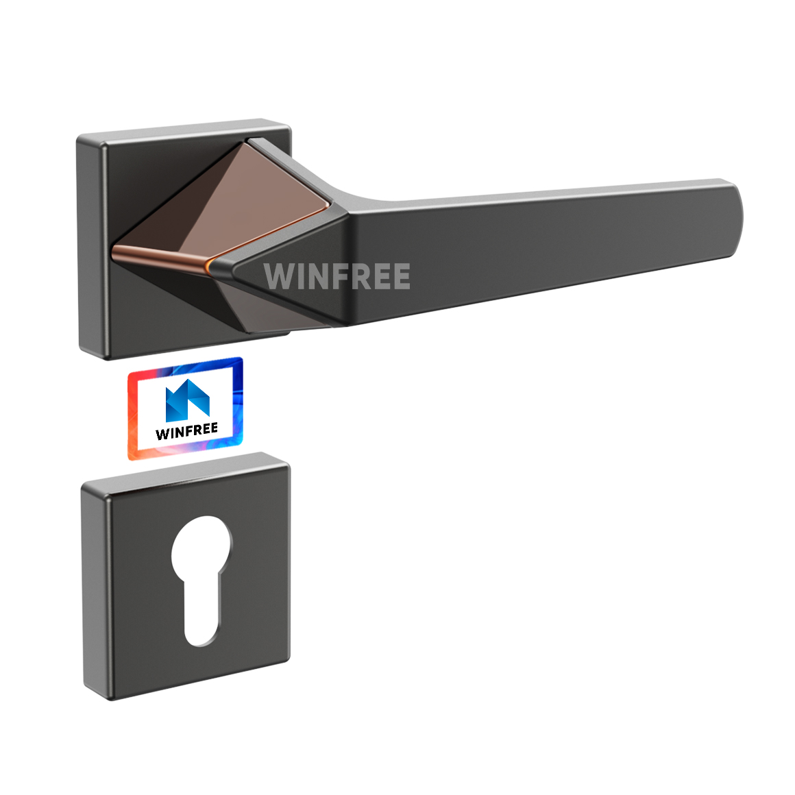 WINFREE Contemporary Square Privacy Keyless Handle Lever Matte Black Bedroom/Bathroom/Interior Doors Left/Right Handed Door Lock