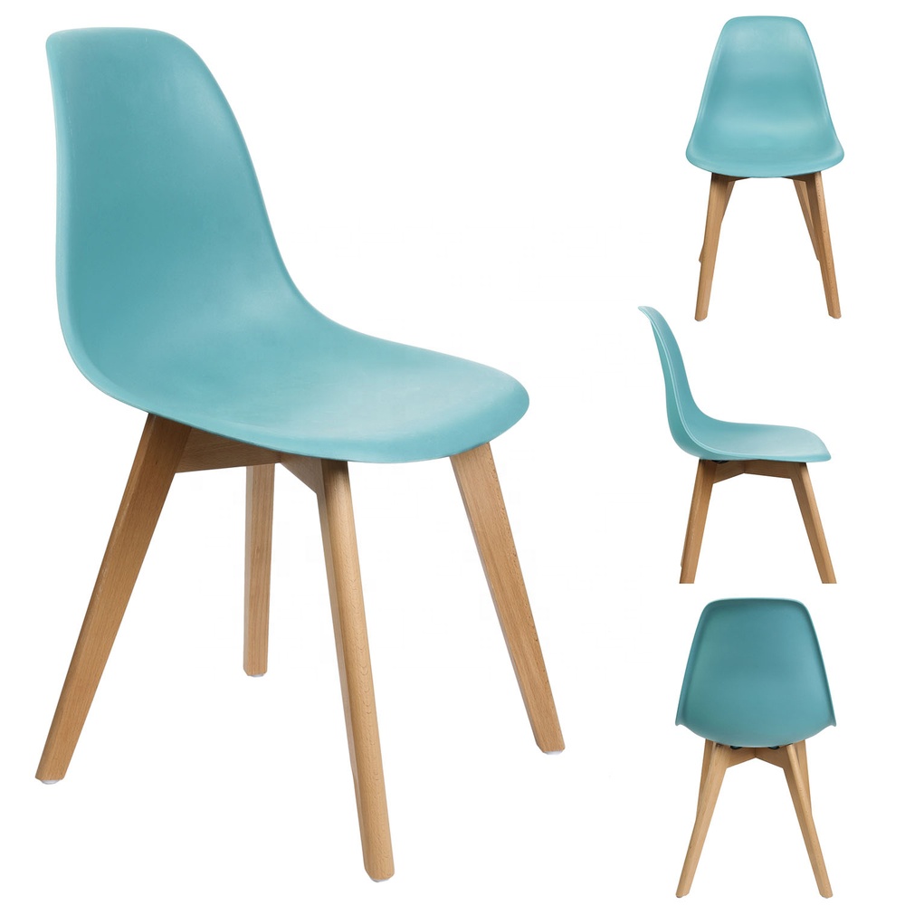 Dining Chair Durable SCANDINAVIAN Plastic High Quality Modern for Dining Room Restaurant Light Blue Home Furniture Wood EN12520