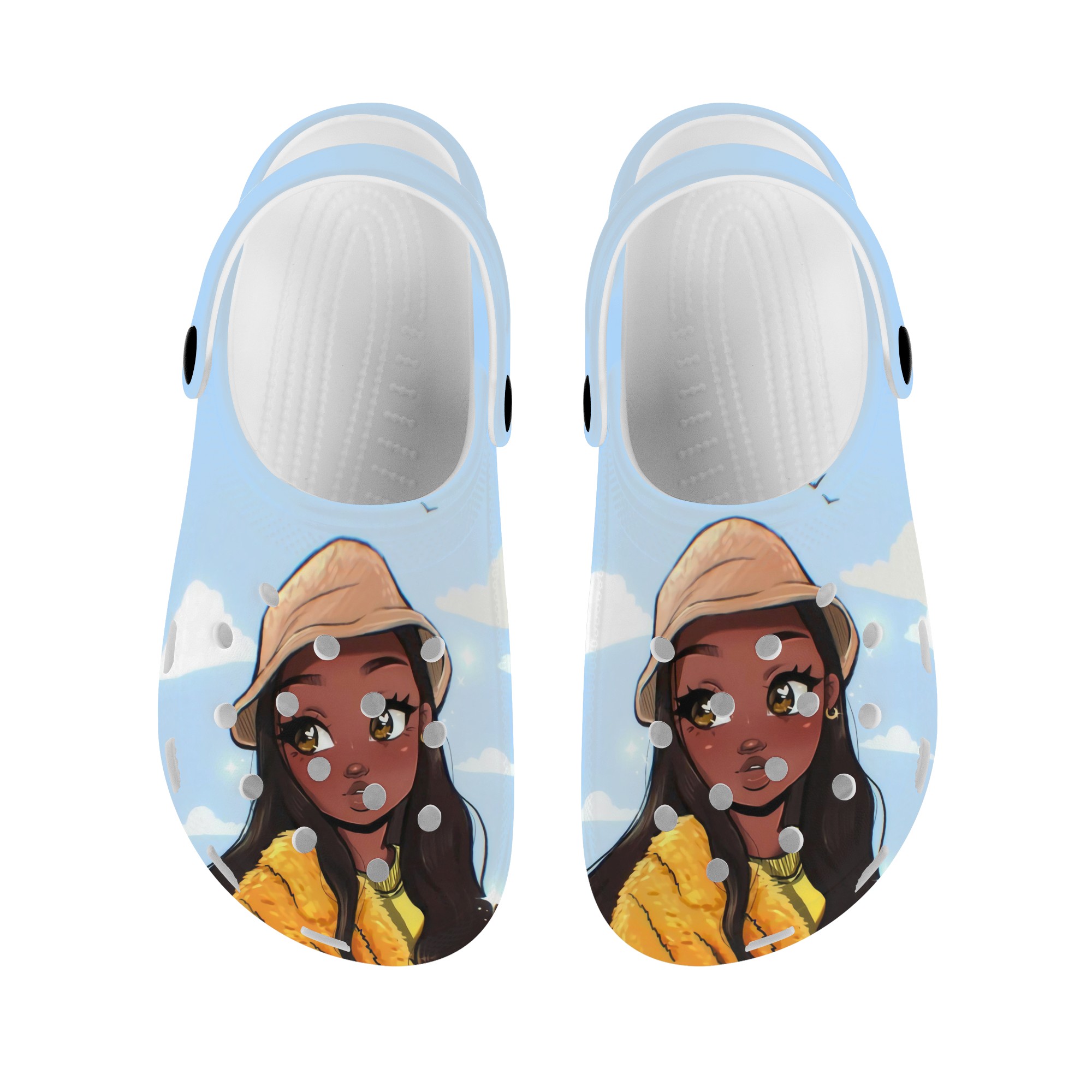 Hot Sale Afro Black Girls Print Classic Hole Shoes For Female Waterproof Beach Sandals Women Spring Summer Clogs Shoes