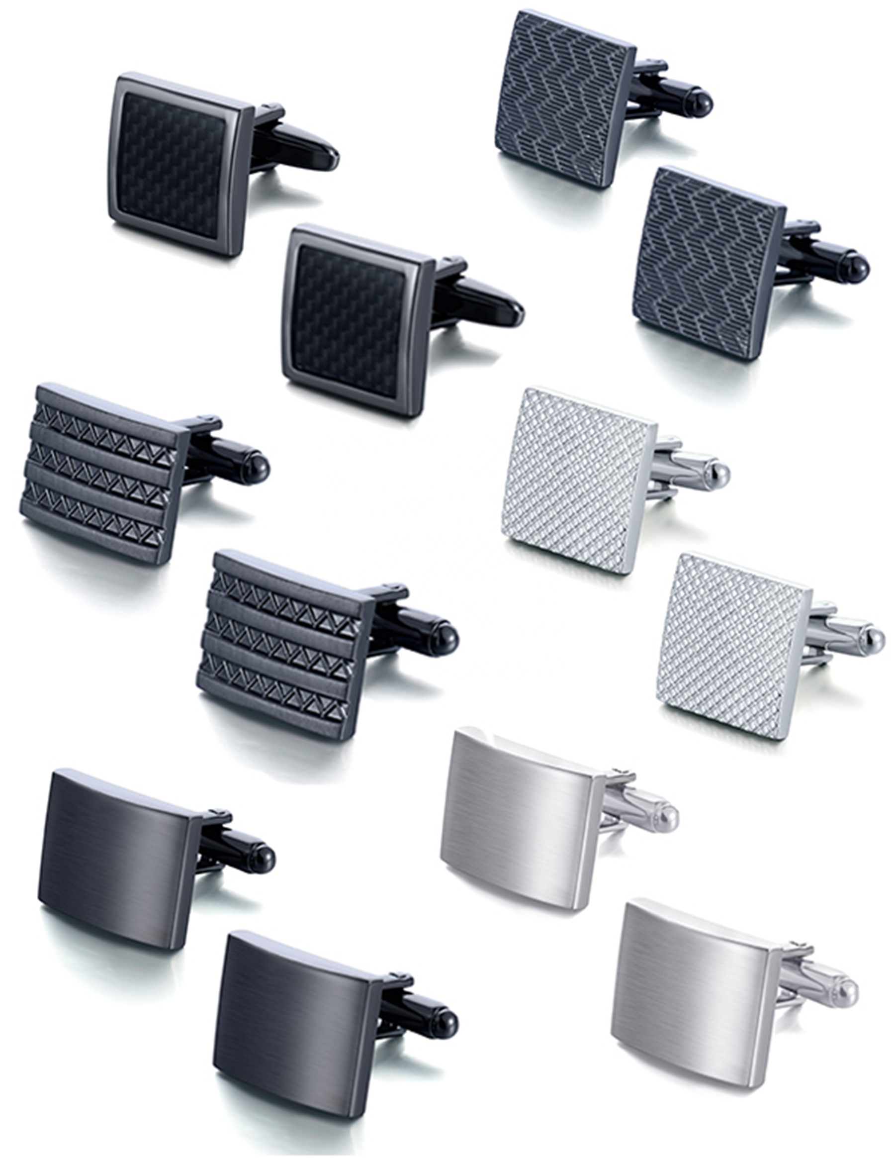 New Arrival Luxurious High Quality Rectangle Cufflinks Studs Set Wedding Business Shirt Cuff Links Cufflinks for Father's Gifts