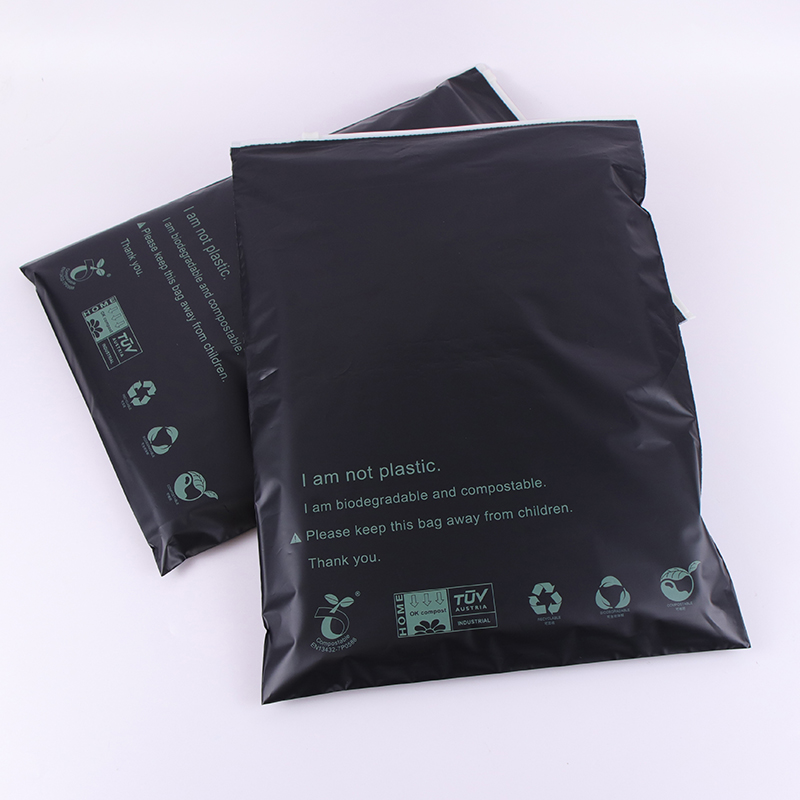 Custom Logo Pla/pbat Eco friendly shipping bags biodegradable mailing postage bag black zipper compostable poly mailers
