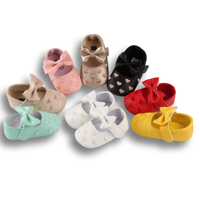 Baby PU Leather Baby Girls Shoes Bow Soft Soled Non-slip Light Baby Casual Shoes