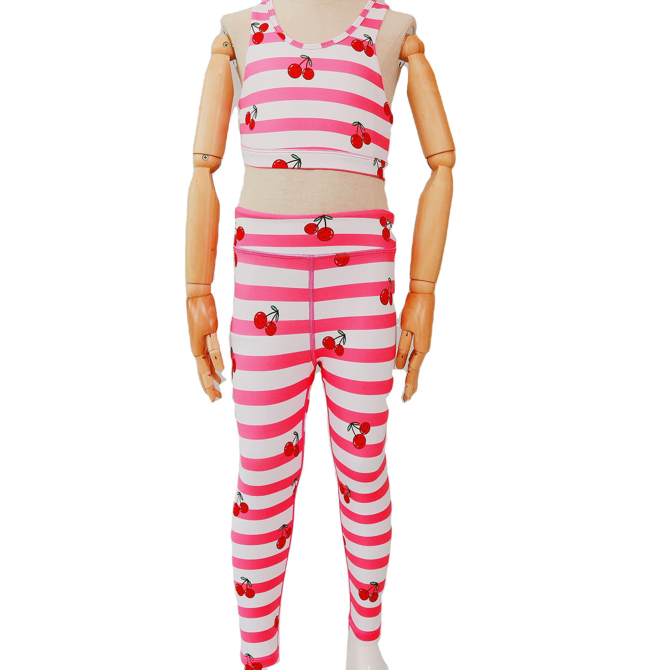 Custom printed pattern kids yoga wear athletic clothes fitness top and leggings