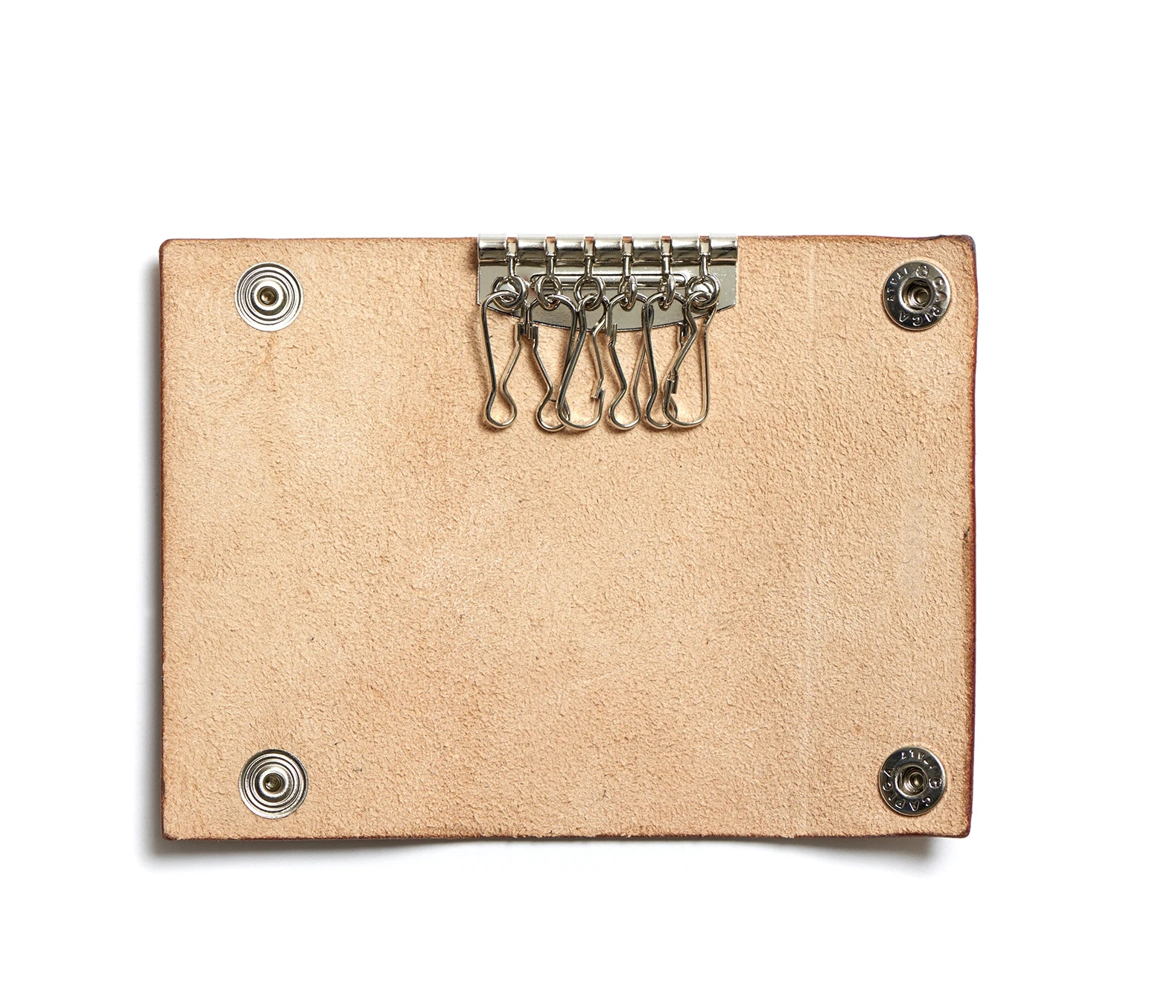 Highest quality natural tan harness leather key pouch with two snap buttons