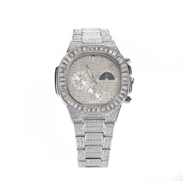 Multifunctional Waterproof Calendar Hip Hop Jewelry Sports Watch