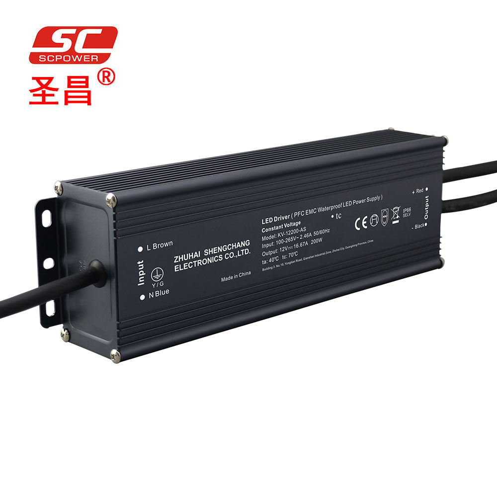 Постоянное напряжение 12V 200W 16.6A водонепроницаемый IP66 светодиодный трансформатор