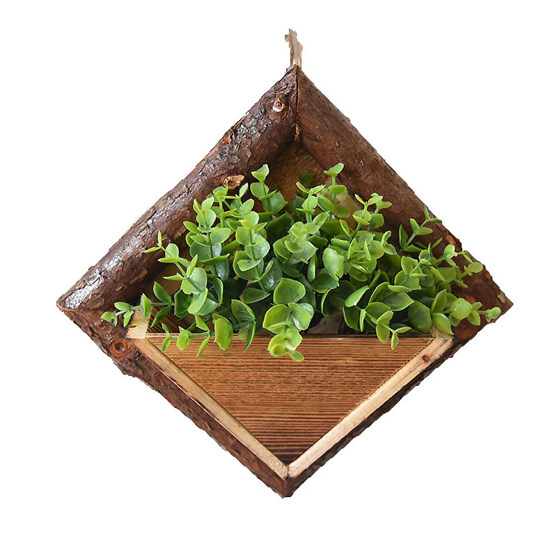 Living room dining room retro plant pendant Wall hanging decorative Unique Vintage Wood Vase