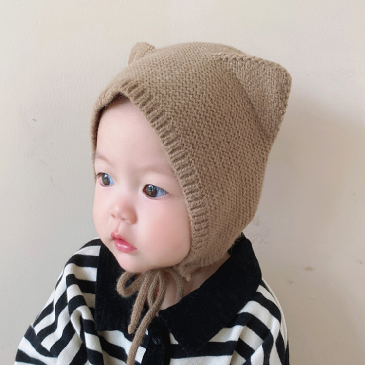 F-6971winter autumn baby children knitted beanie custom cute ear muff hat 0-2Y newborn boy girls bonnet cap