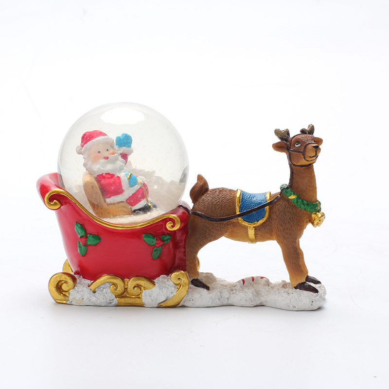 Glass Snow globe Customized water ball souvenir Christmas deer & santa calus gift resin snowglobe with santa claus