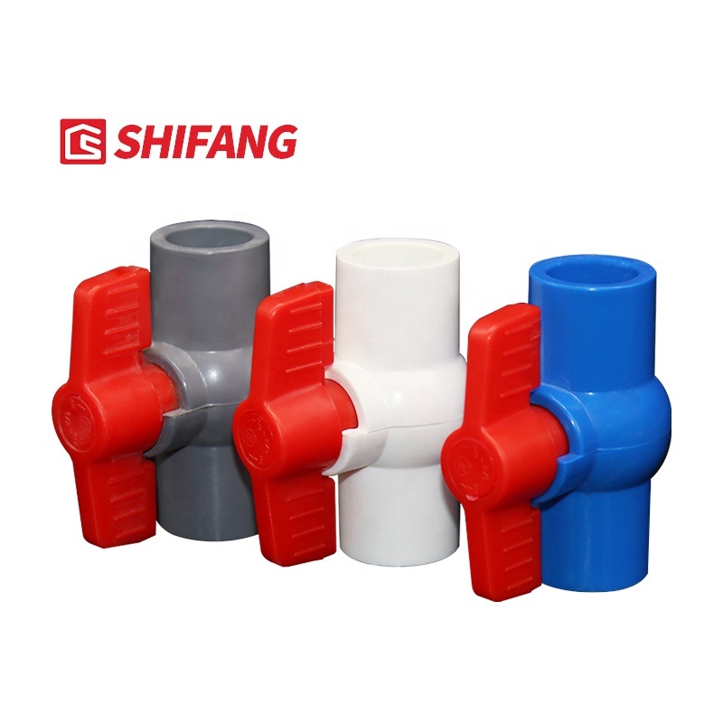PVC Compact Ball Valve butterfly handle 40mm Plastic water supply pipe Fitting screw socket 20 25 32 40 50 63