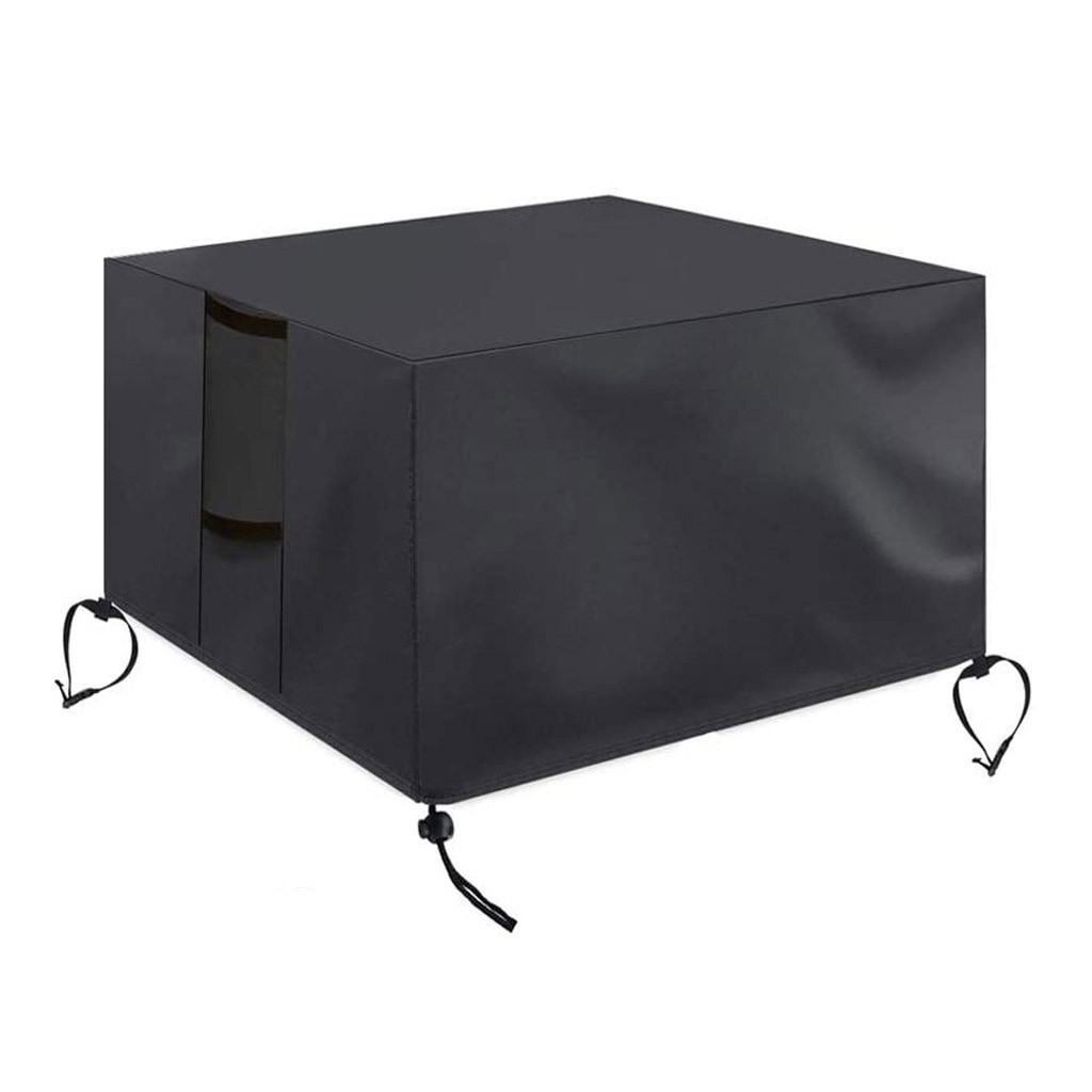 Heavy Duty Black Waterproof Square Gas Fire Cover For Patio Firepit Table Fire Pit Dustproof UV Cover Kitchen BBQ Accessories