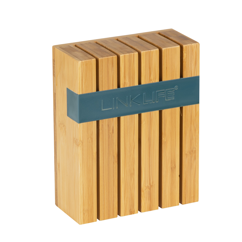 LINK LIFE Custom Logo Kitchen Large Universal Bamboo Wood Kitchen Knife Storage Holder