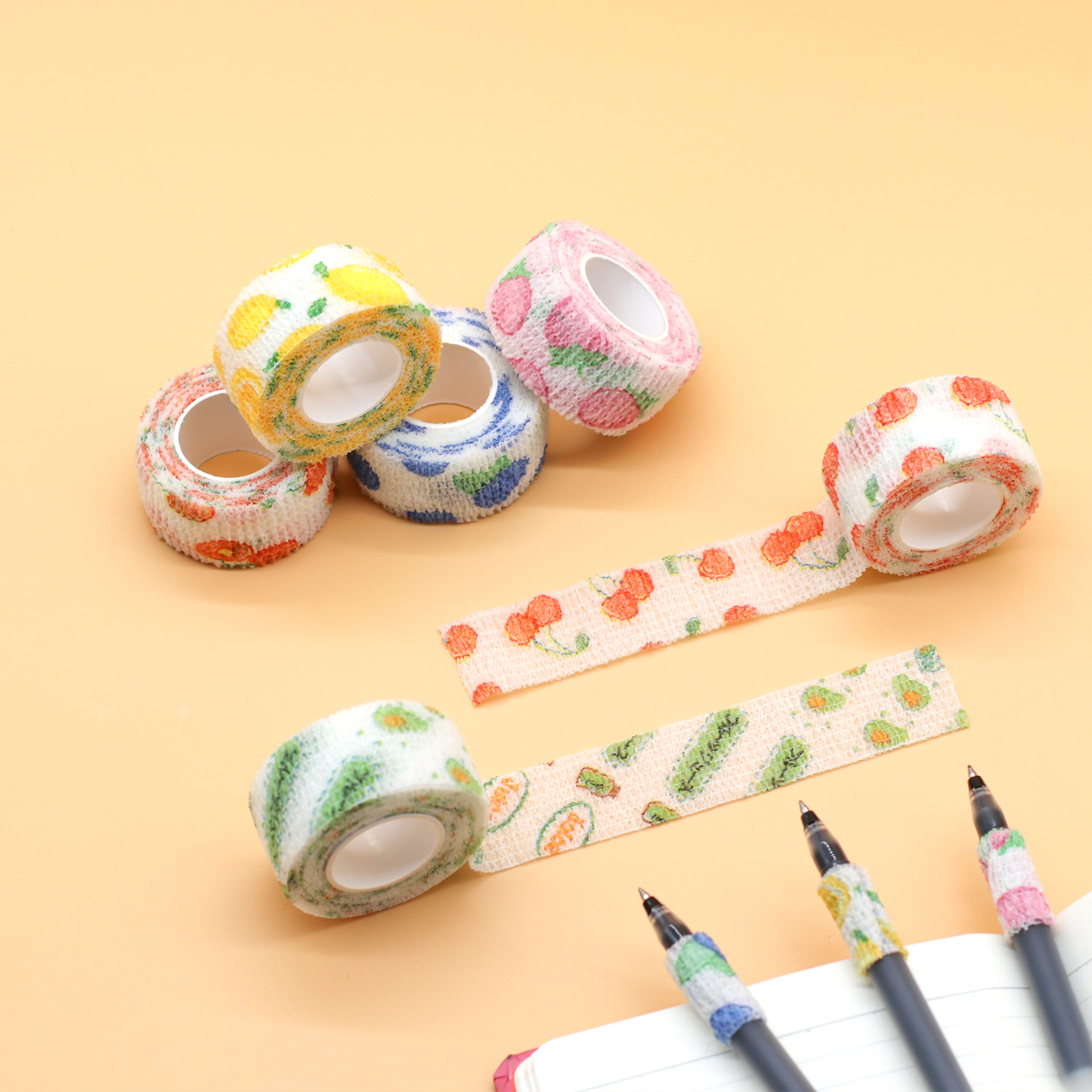 New Style Fruit Printing High Elastic Cohesive Bandage Finger Tape