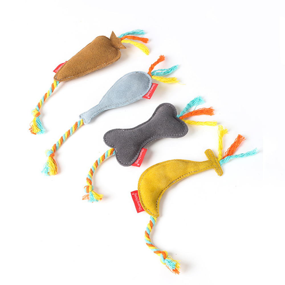Amazon New Release Eco friendly Knots Weave Leather Plush Toys for Dogs