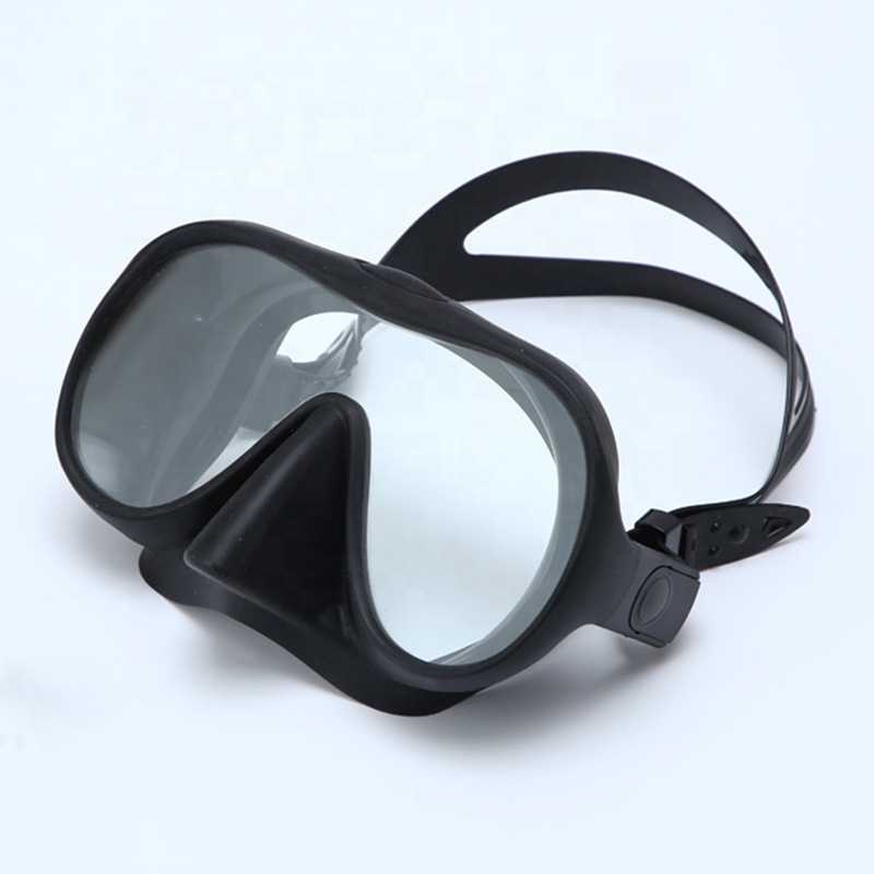 Frameless Single tempered safty glass Anti-fog lens wide view freedive diving mask