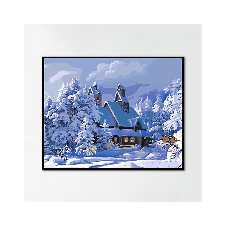 Best Selling Promotional Snow Landscape Picture Oil Painting By Numbers