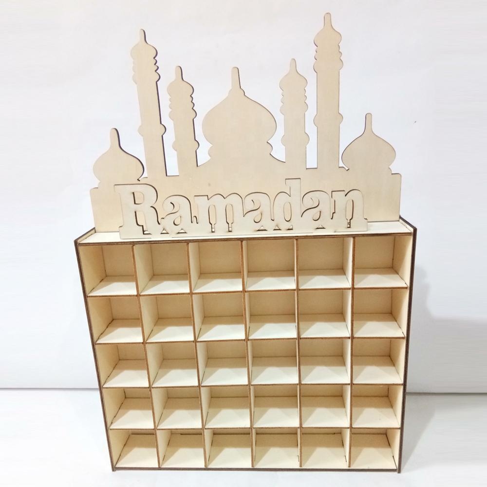 Пользовательские DIY Деревянные каландр Рамадан ремесло для мусульманских украшения дома Рамадан Подарочная коробка поставки Рамадан ИД украшения