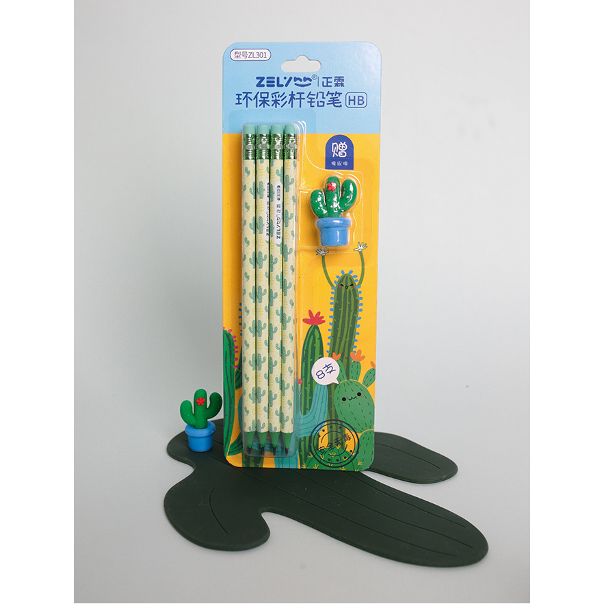 WOOD FREE 4 pcs heat transfer HB pencil with eraser for promotion gift