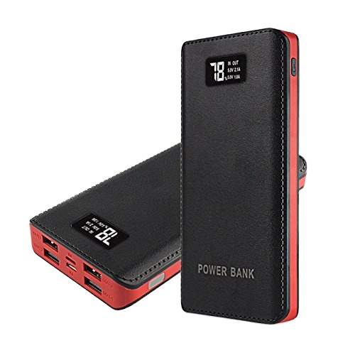 Портативное зарядное устройство большой емкости 4 USB с ЖК-дисплеем и фонариком