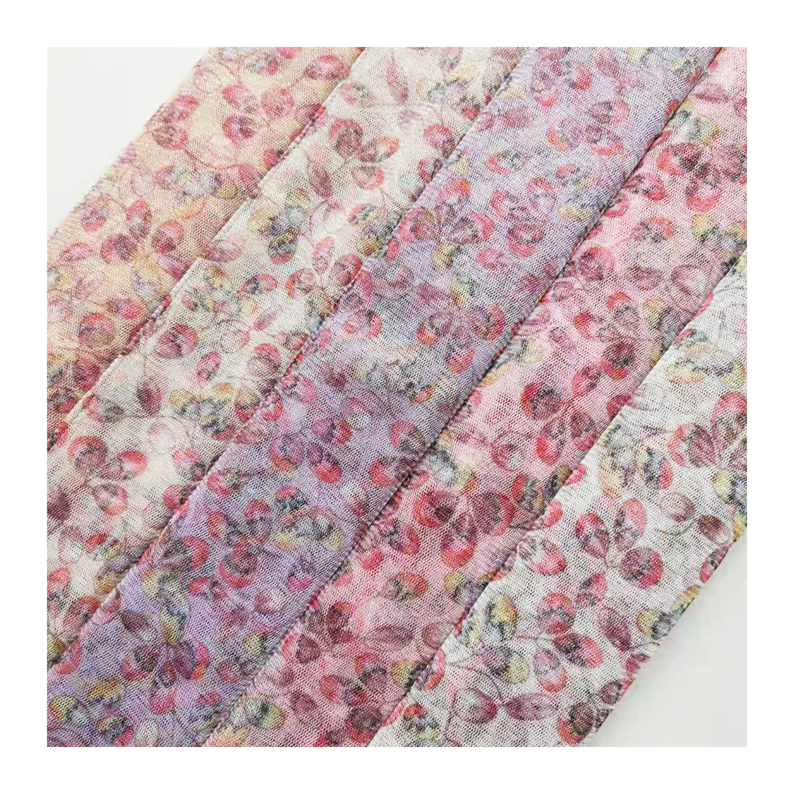 Micro-elastic hexagonal wire net silver screen small leaf digital printing skirt and other fabrics in stock