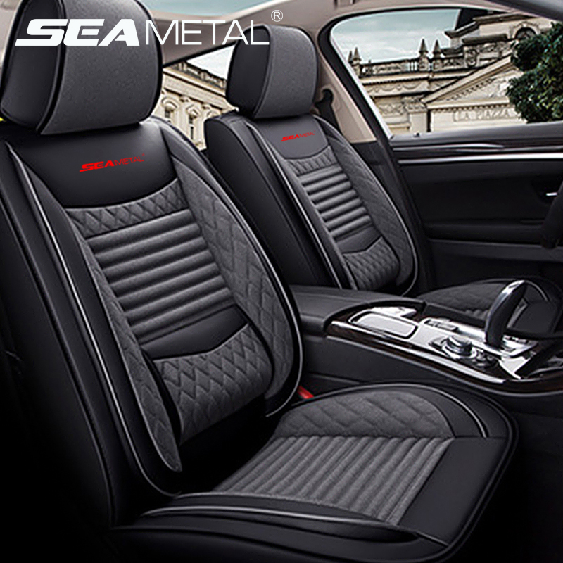 Luxury NEW Car Seat Cover Flax Auto Seat Covers Set Interior SEAMETAL Four Seasons 5 Seats Cushion Protector Interior Accessory