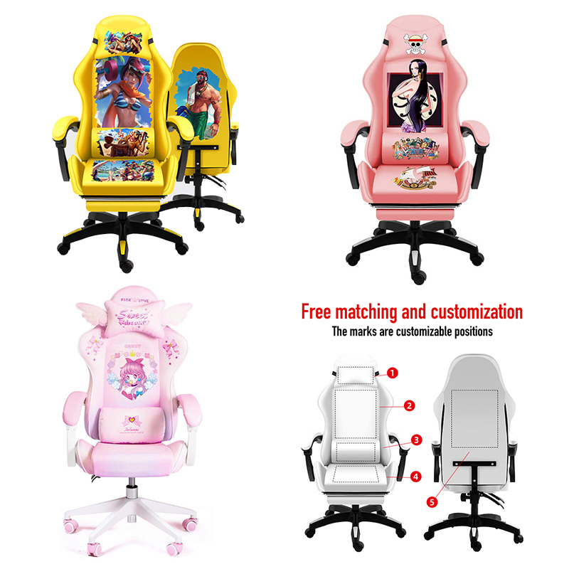 Custom Gaming Chair Office Computer Ergonomic Anime Cartoon Game Esports Chair Backrest Seat Adjustable With Bluetooth Audio