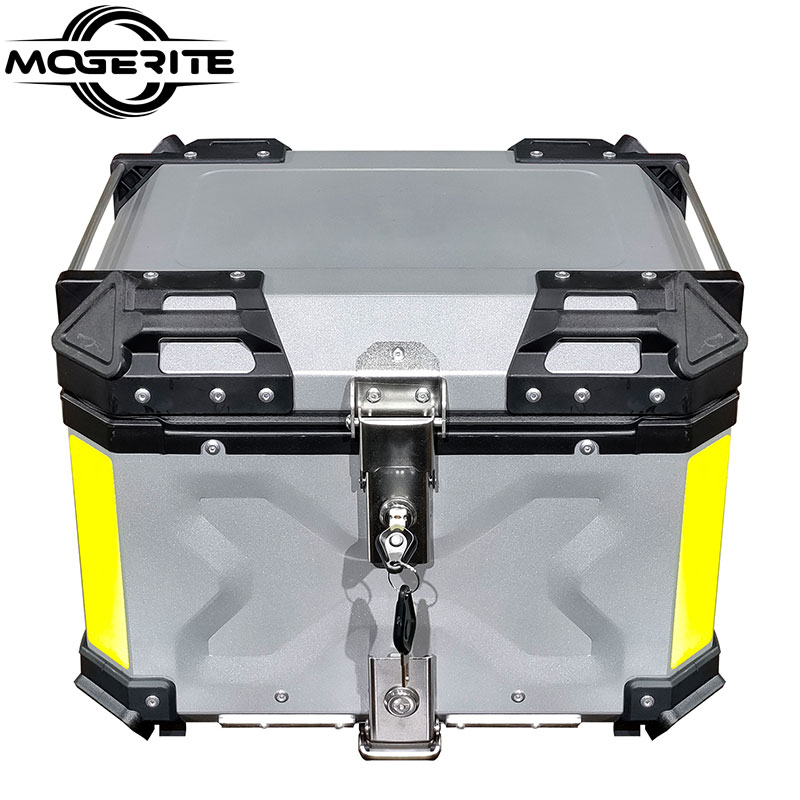 Motorcycle large capacity aluminum tail box shockproof and waterproof silver aluminum box 55L large capacity