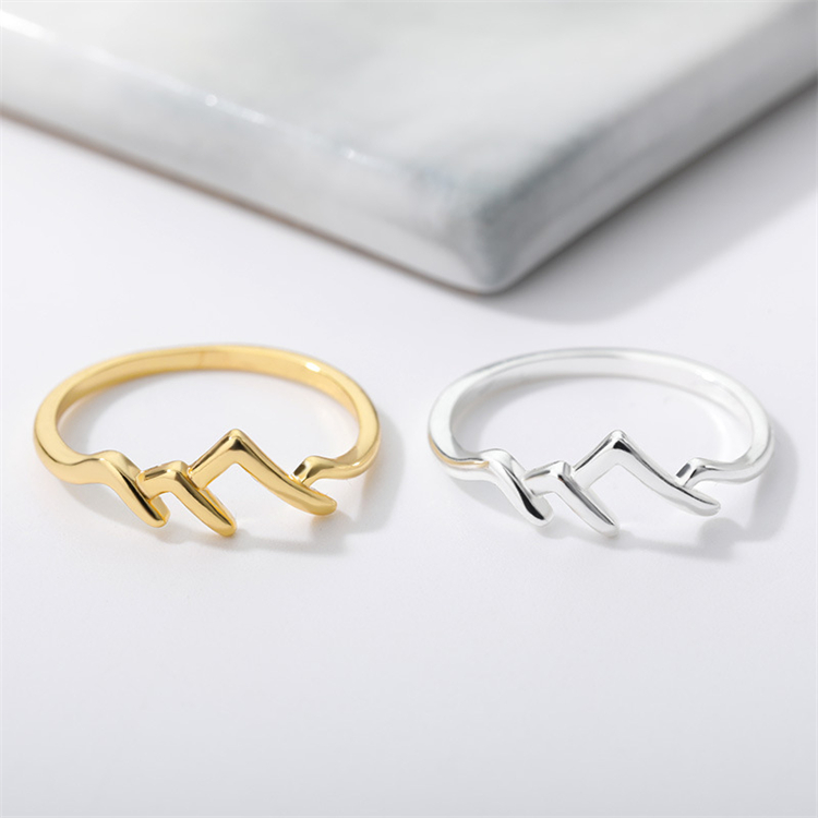 New Simple Stainless Steel Mountain Ring Mountain Creative Ring 18K Gold Plating Spot