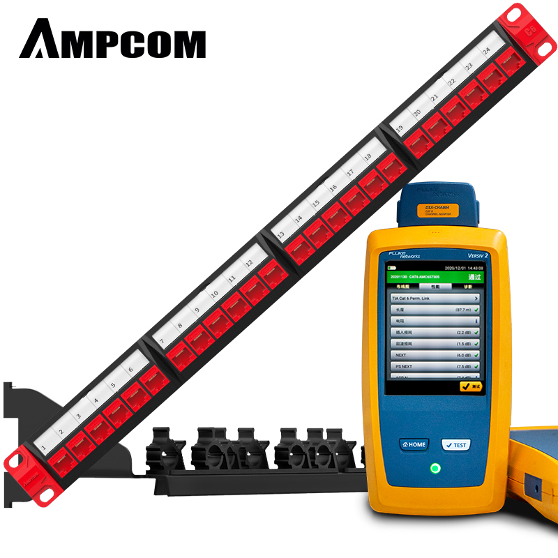 Ampcom красного цвета сетевой коммутатор с 24 портами 1U патч-панели разъем с cat6 RJ45 модуль сетевой кабель для подключения к сети Установите Непосредственно для школ