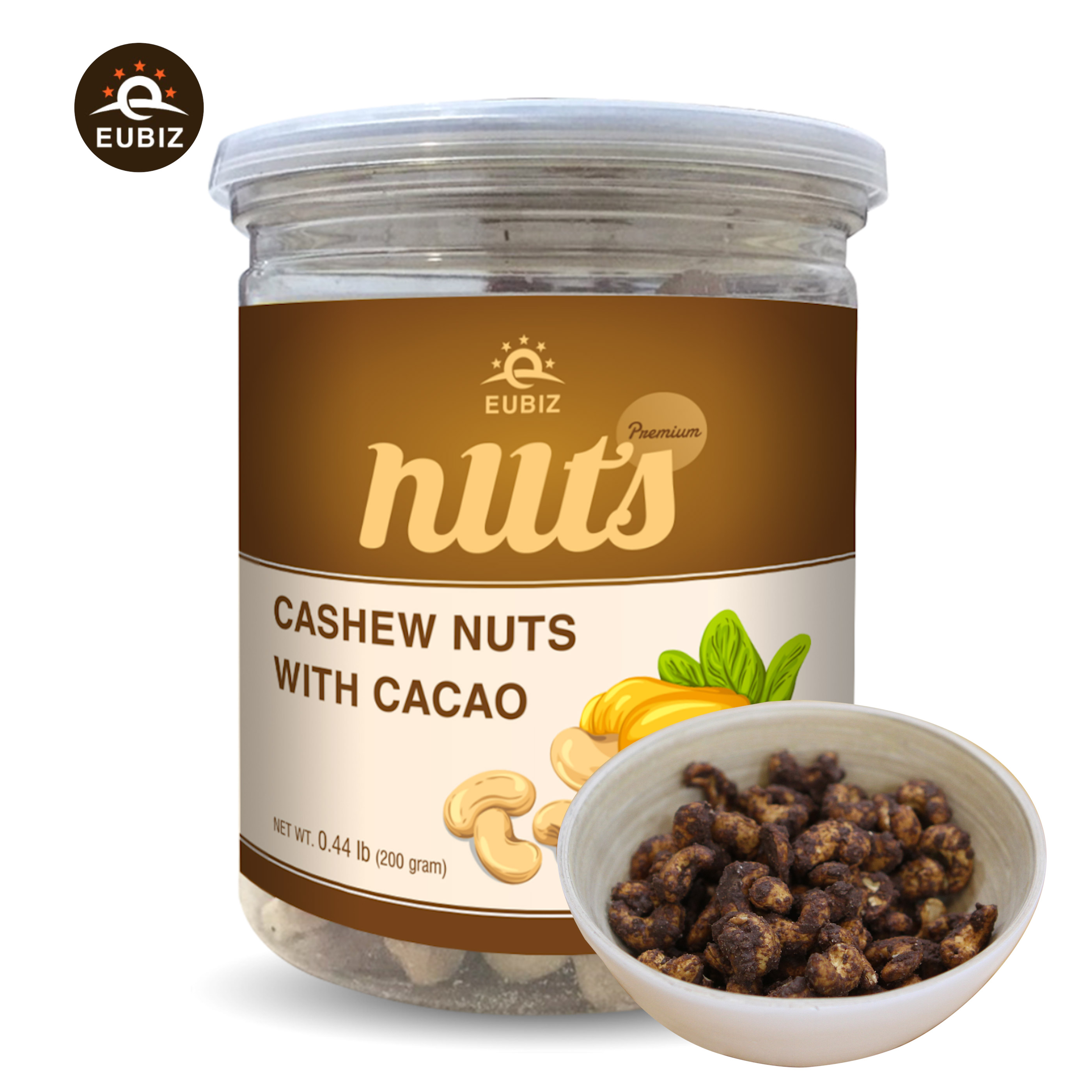 EUBIZ Cashew nuts Flavor Cocoa ( Cacao ) - Food for Diabetes - Box (Plastic) 200g (7.0 Oz) - agriculture in VietNam