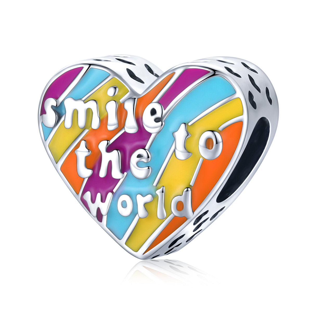 SCC1917 High Quality Diy Bracelet Charms 925 Sterling Silver Rainbow Heart Charms For Jelwery Making