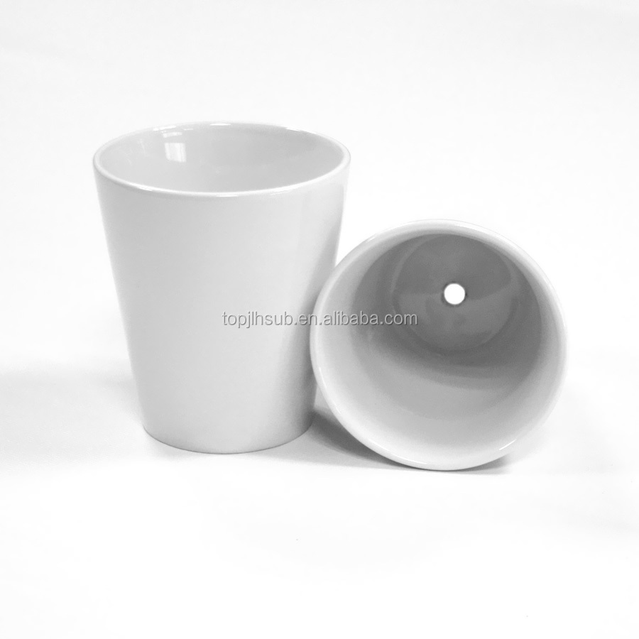 Topjlh Custom Print Gifts 11 OZ Sublimation White Ceramic Pottery Flower Pots Wholesale Ceramic Flowerpot
