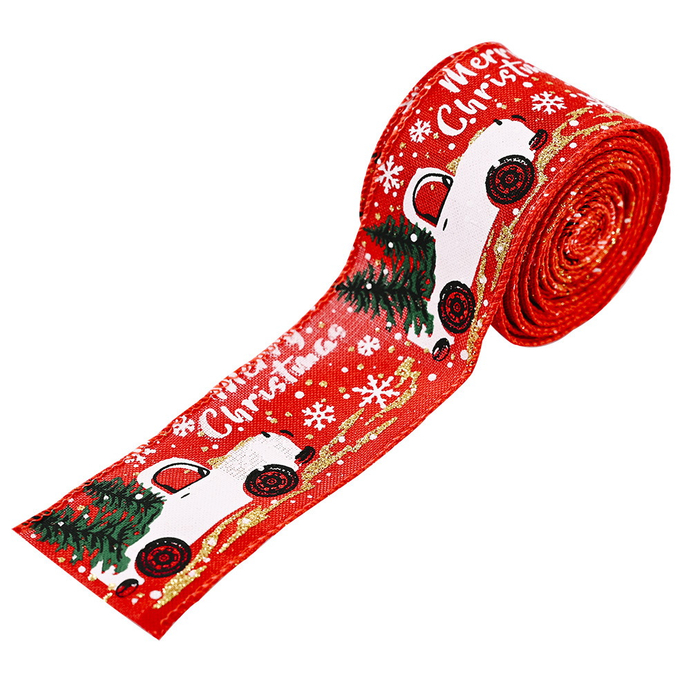 Manufacture Direct Sales 5*500 cm Christmas Ribbon Printed Grosgrain Ribbons for Gift Wrapping