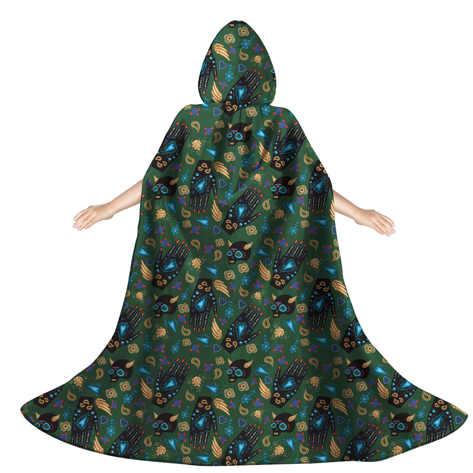 New Wave Halloween Kids Sets Printed Halloween Witch Cape Children Halloween Enchanter Cape Custom Print Hooded Cloak Wholesale