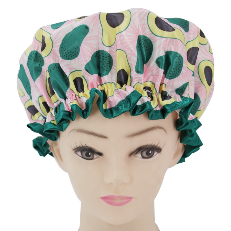 QUIET GIRL high quantity avocado shower caps Satin Reusable Custom Waterproof Shower Cap with Elastic