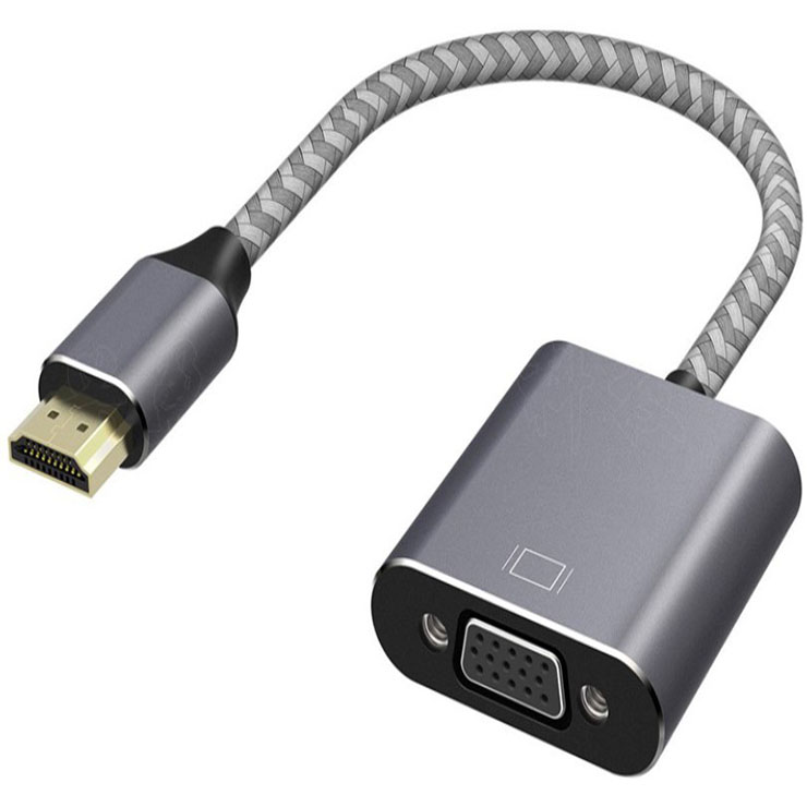 Прямая Заводская поставка hdmi в vga нейлоновый плетеный провод HDMI в VGA адаптер кабель hdmi алюминиевый корпус конвертер