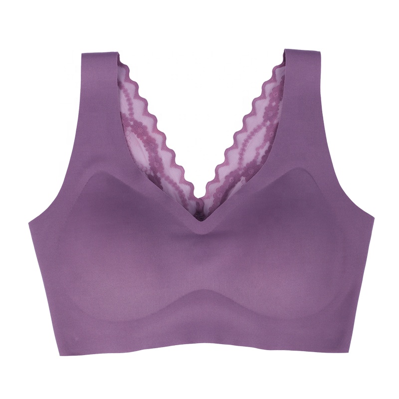 Customized Logo High Elastic Butterfly Bralette Women Wire Free Lace Beauty Back Gather Seamless Bra