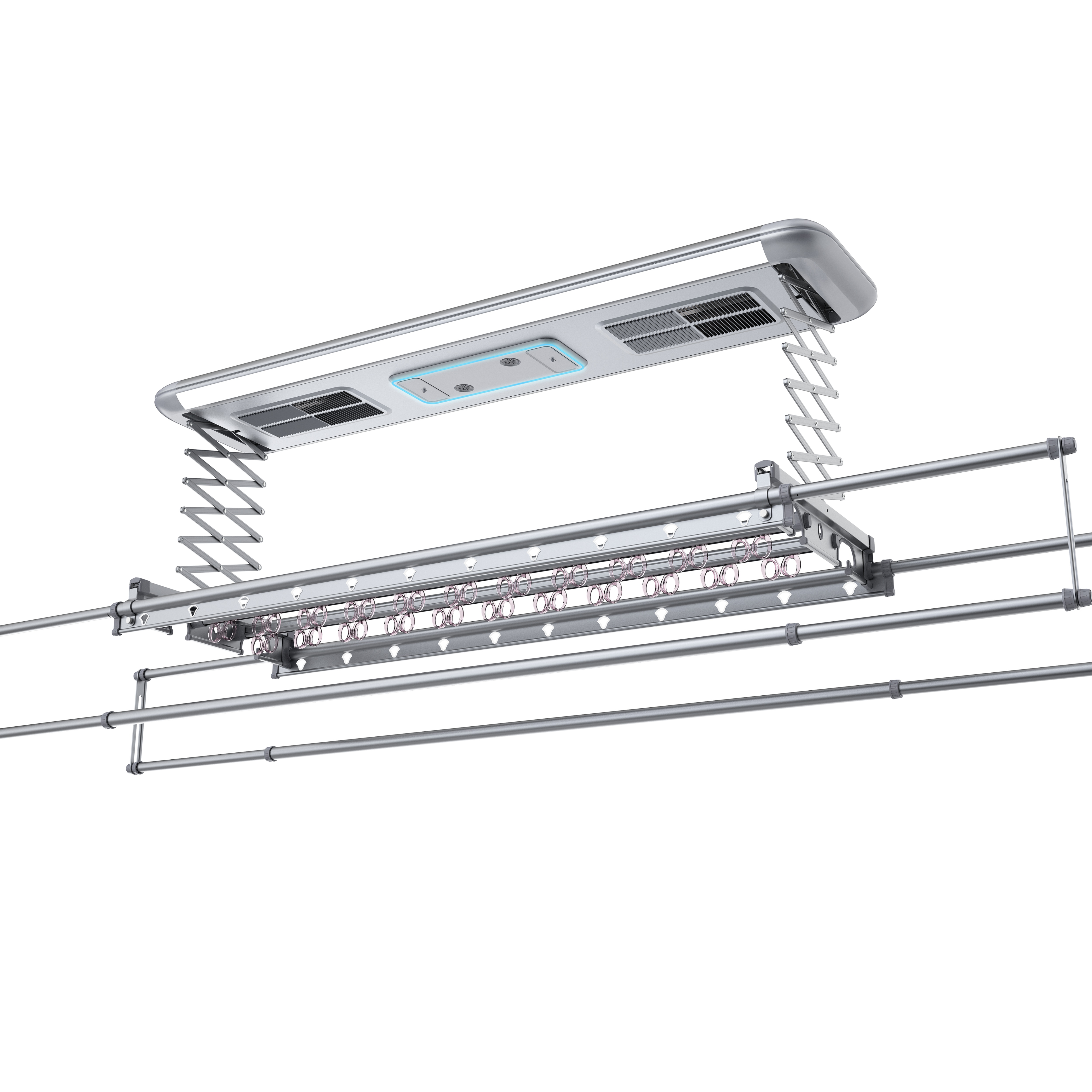 Dual Fan Blower Automatic Laundry Rack Obstacle Detection Auto Laundry Rack Smart Drying System With Warmer