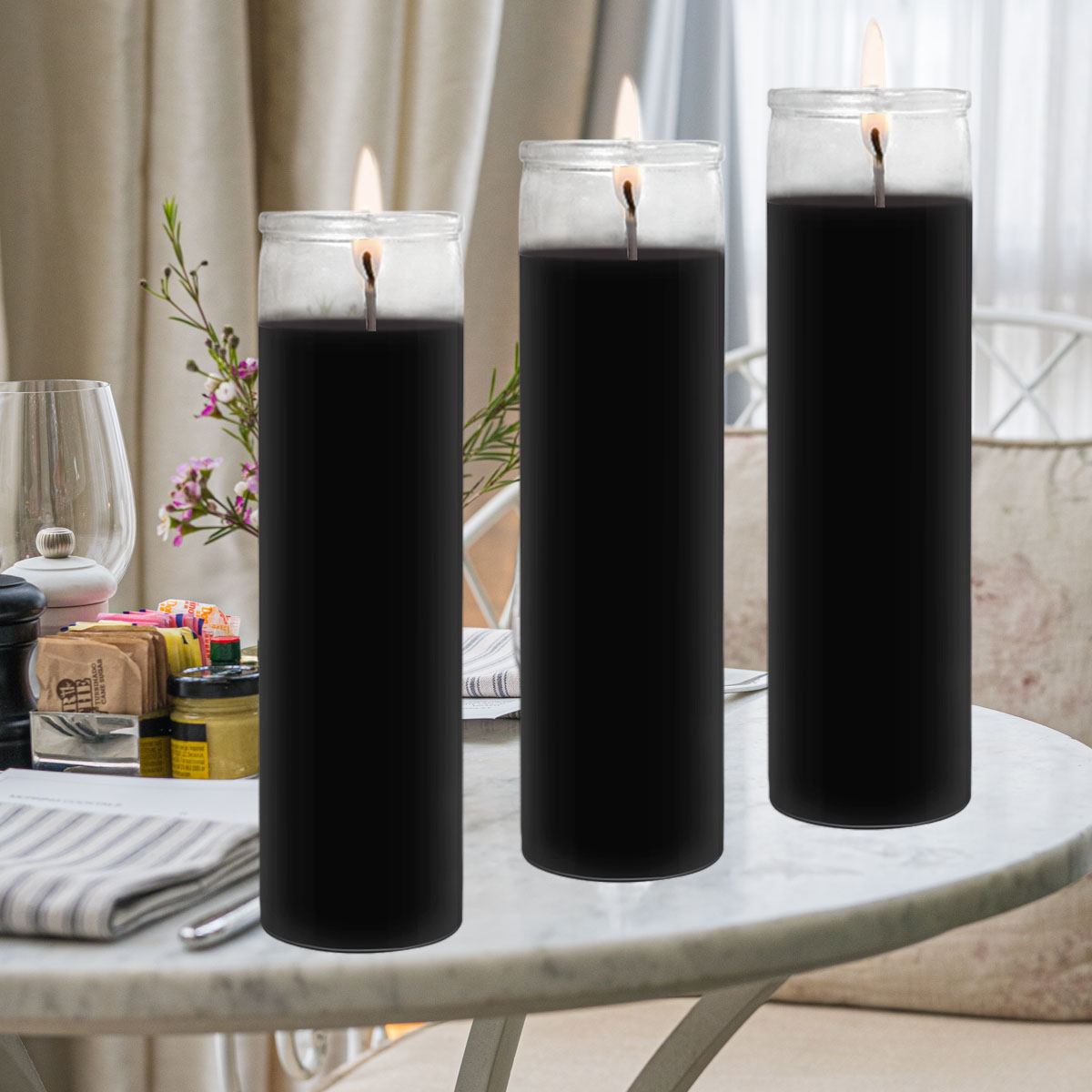Amazon Hot Wholesale Large Reusable Glass Jar Candle of 19.2Oz-3Packs Botanical Black Soy Wax Cutton Wick Unscented Candles