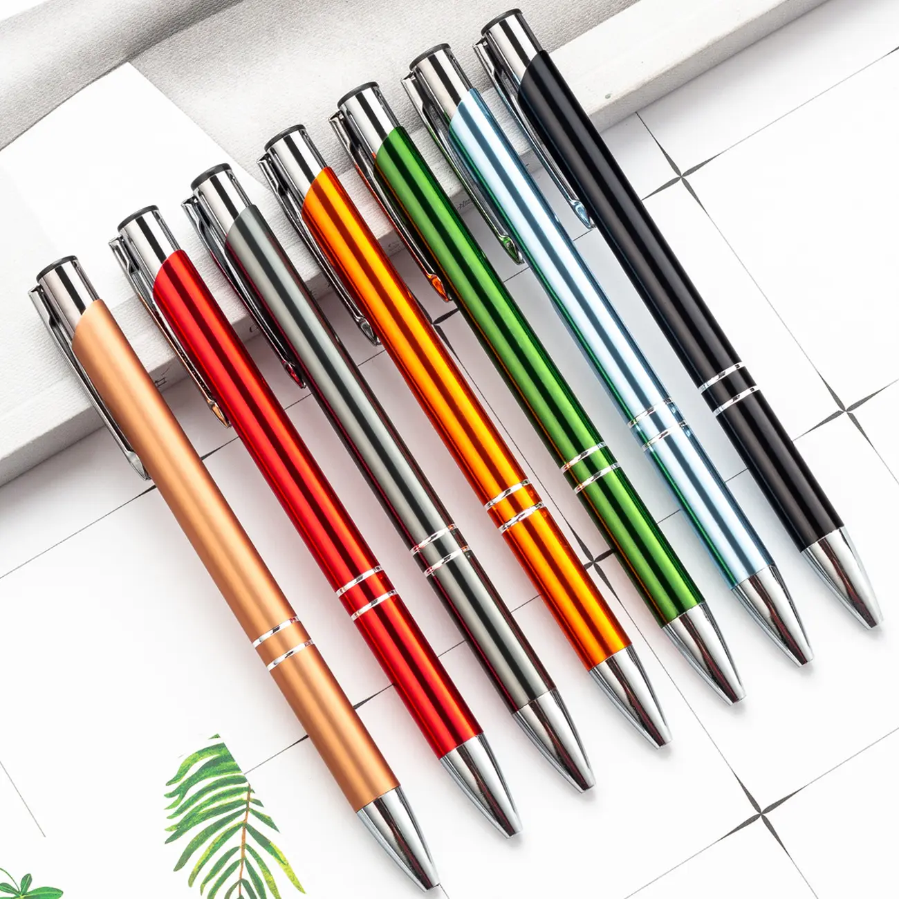 Metal aluminum rod ballpoint pen press student prize small gift advertising metal pen can print logo