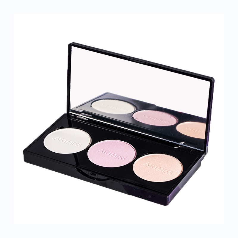 Shiny loose highlighter powder 3 colors shimmer long lasting highlighter palette