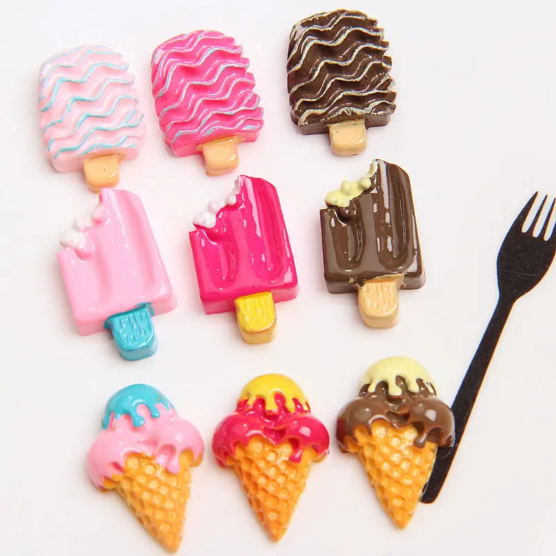 Free Shipping Adorable Lovely Ice Cream Artificial Resin Diy Decorative Crafts Jewelry Accessory Flatback Resin Embellishments