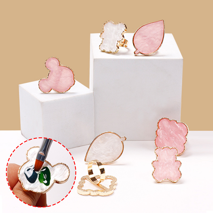 Wholesale Mini Finger Ring Plate Nail Art Ring Mixing Palette Nails Art Equipment