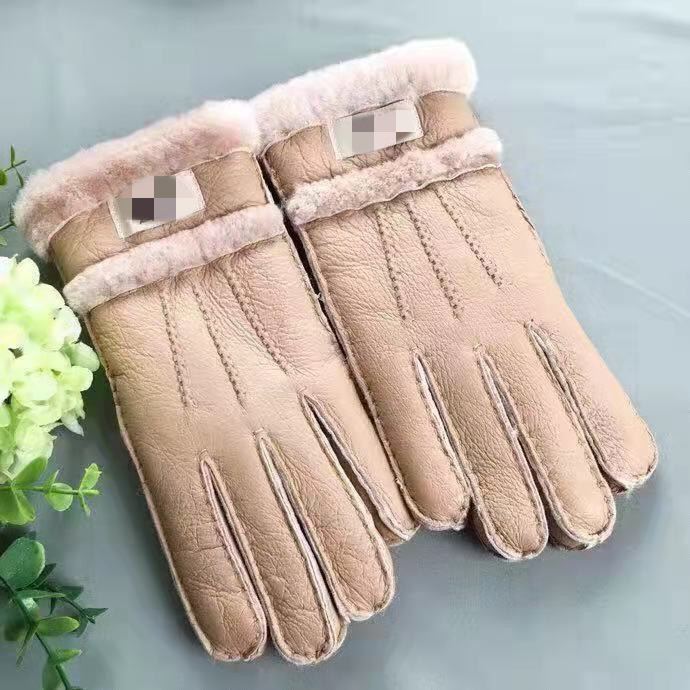 Double face men's and ladies 's winter leather gloves