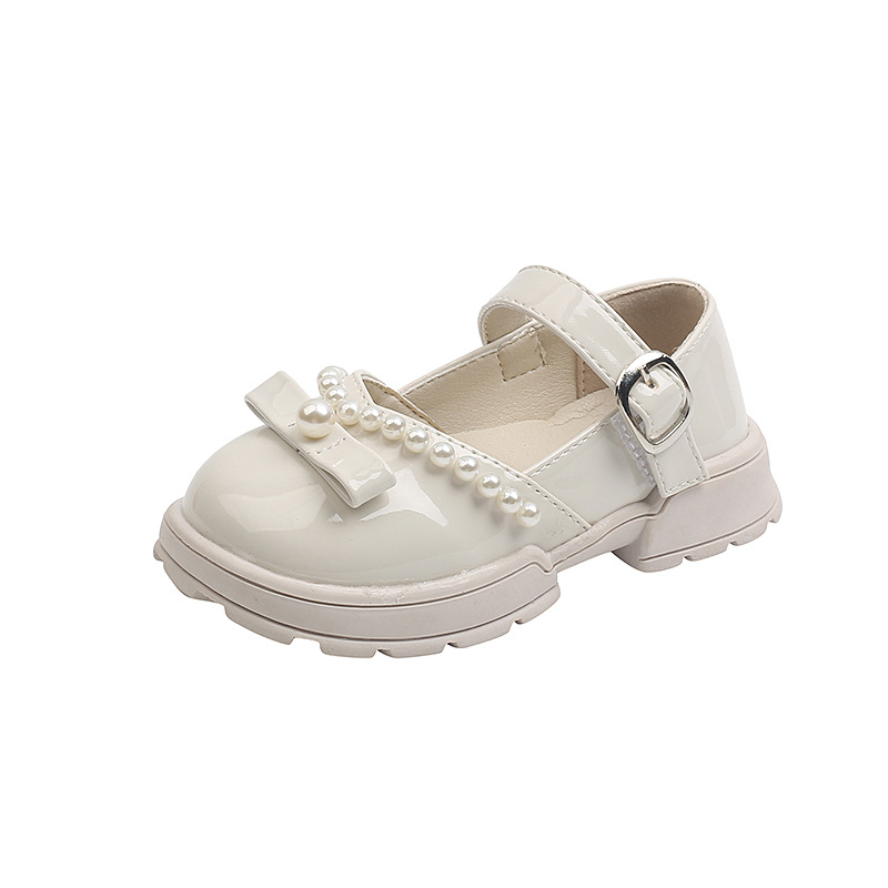 Girls' Leather shoes Pearl Mary Jane Children's princess shoes soft bottom small kids fancy shoes