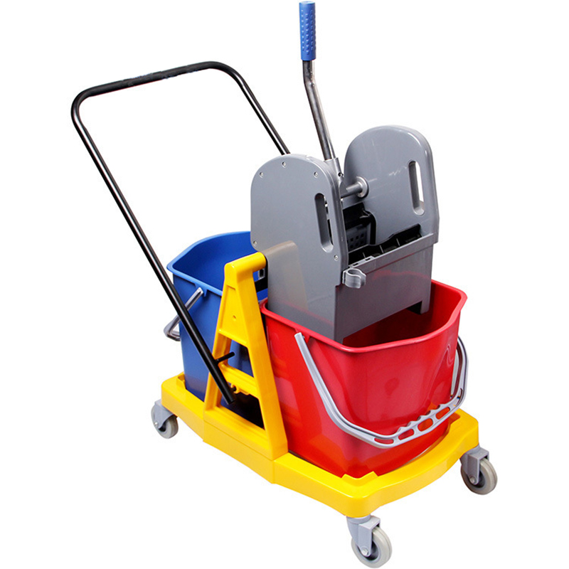 25l wringer bucket easy Plastic housekeeping trolleys mini mop cleaning bucket and mop double bucket trolley