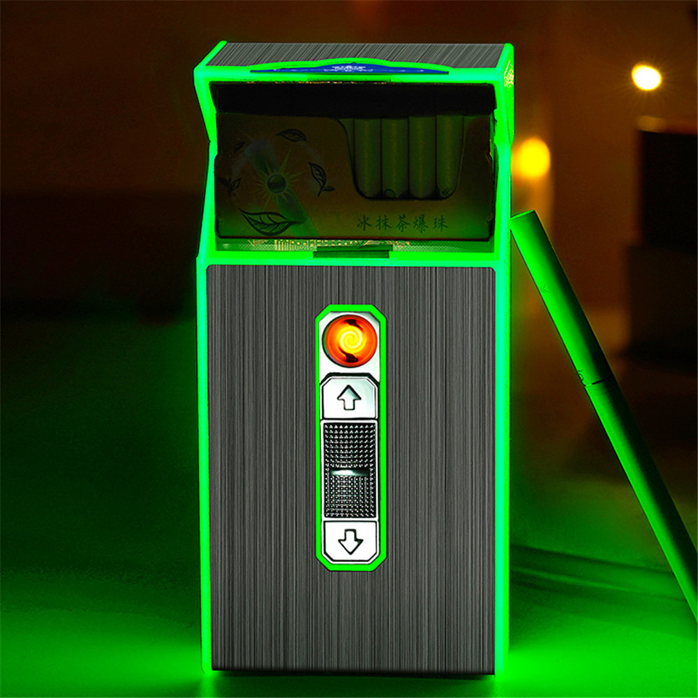 Световой леди, коробка для сигар с USB дуги легче держать 20 шт. 100 мм сигареты 2-в-1 Водонепроницаемый перезаряжаемые курение коробка держатель
